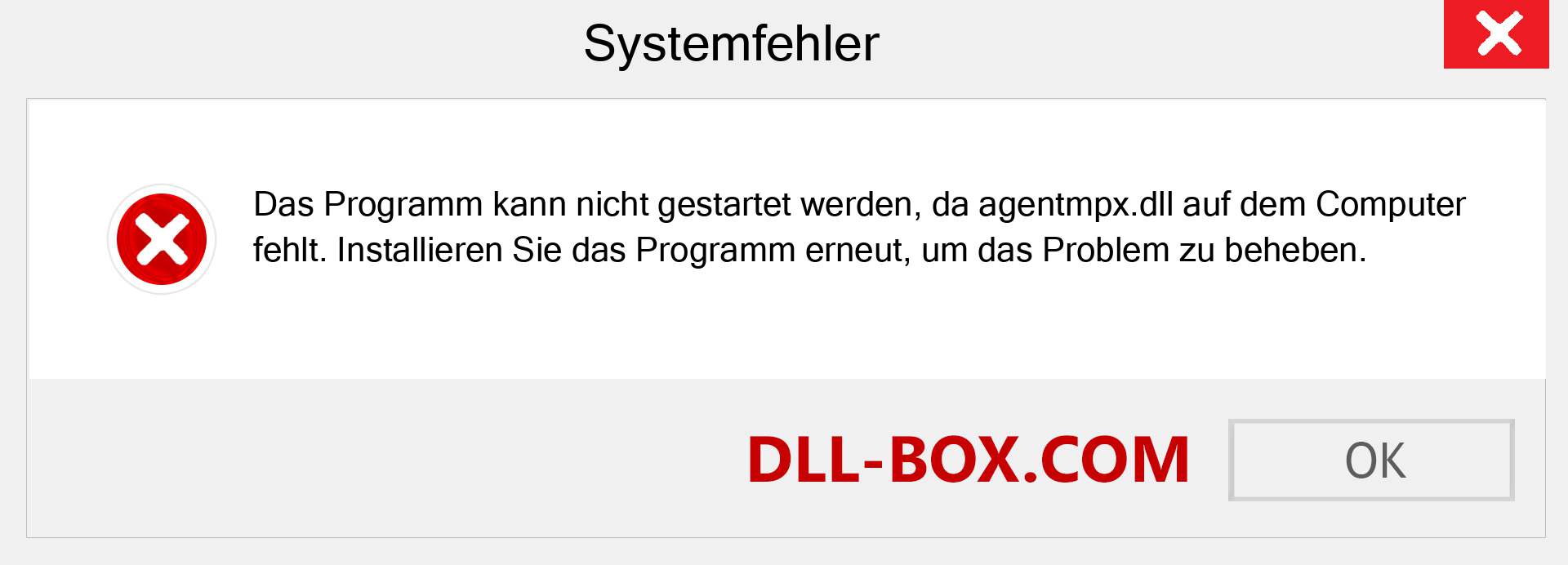 agentmpx.dll-Datei fehlt?. Download für Windows 7, 8, 10 - Fix agentmpx dll Missing Error unter Windows, Fotos, Bildern